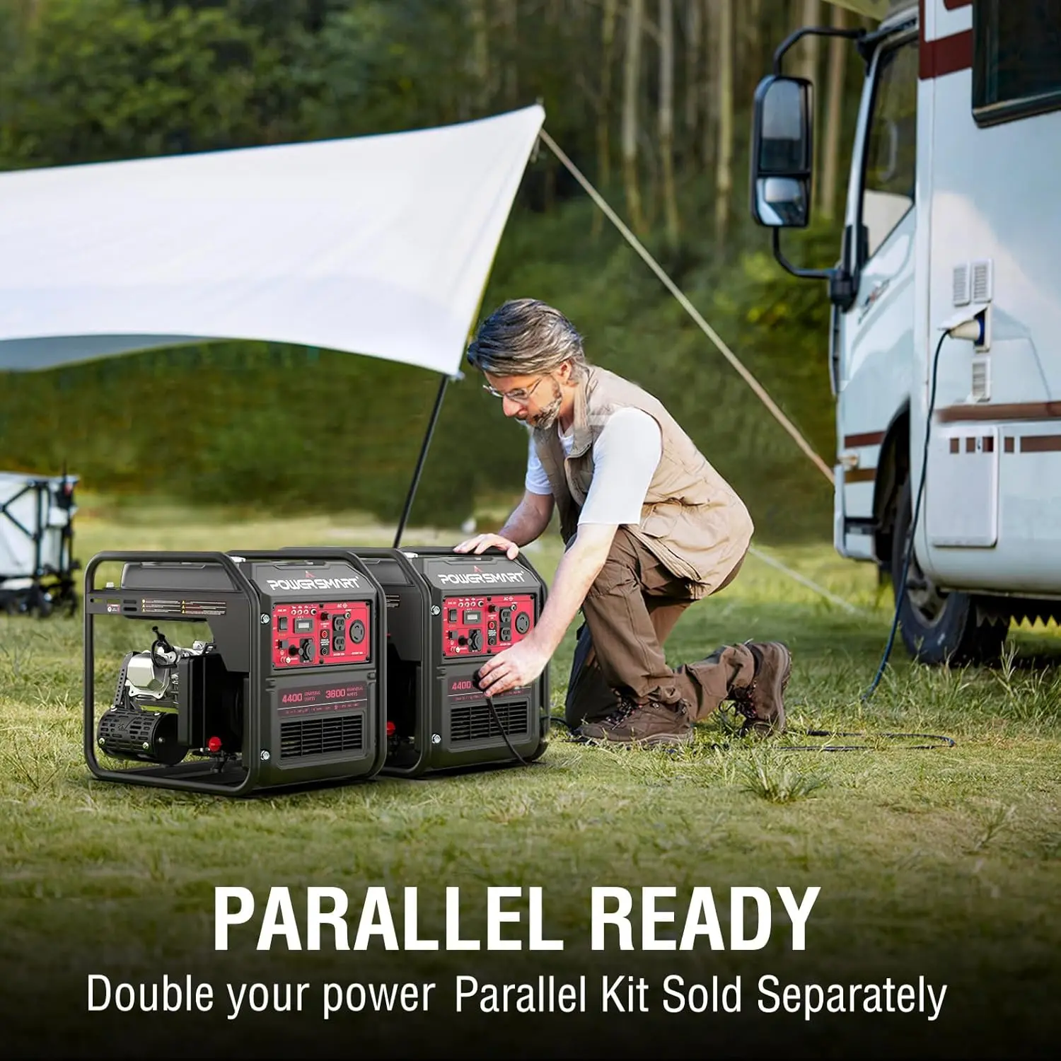 4400 Watt Gas Powered Portable Open Frame Generator, Camping Home Backup Use EPA Compliant, Super Quiet RV Ready 30A Outlet