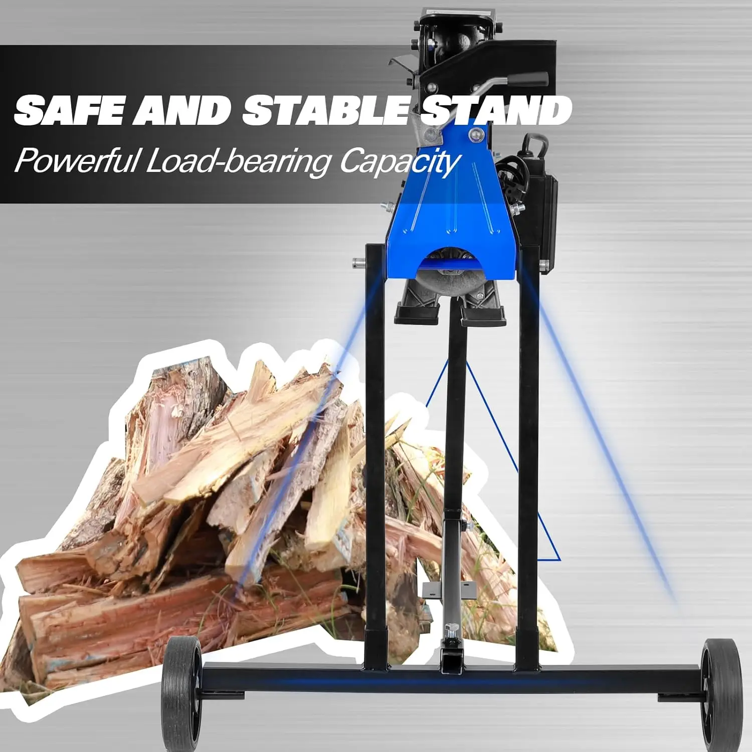 Electric Log Splitter 6.5 Ton with Stand, Electric Powered 15 Amp Motor with Hydraulic Ram, Firewood Splitting Machine