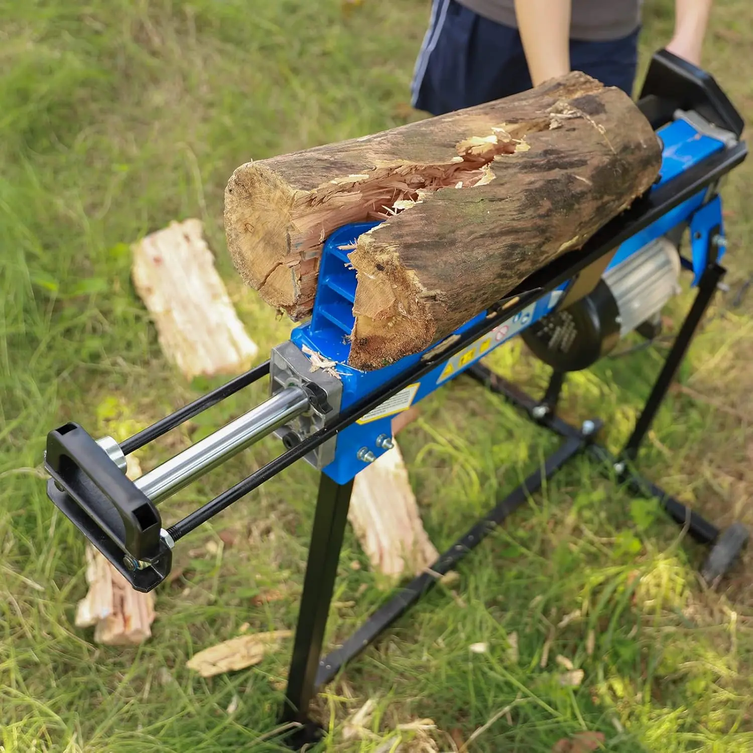 Electric Log Splitter 6.5 Ton with Stand, Electric Powered 15 Amp Motor with Hydraulic Ram, Firewood Splitting Machine