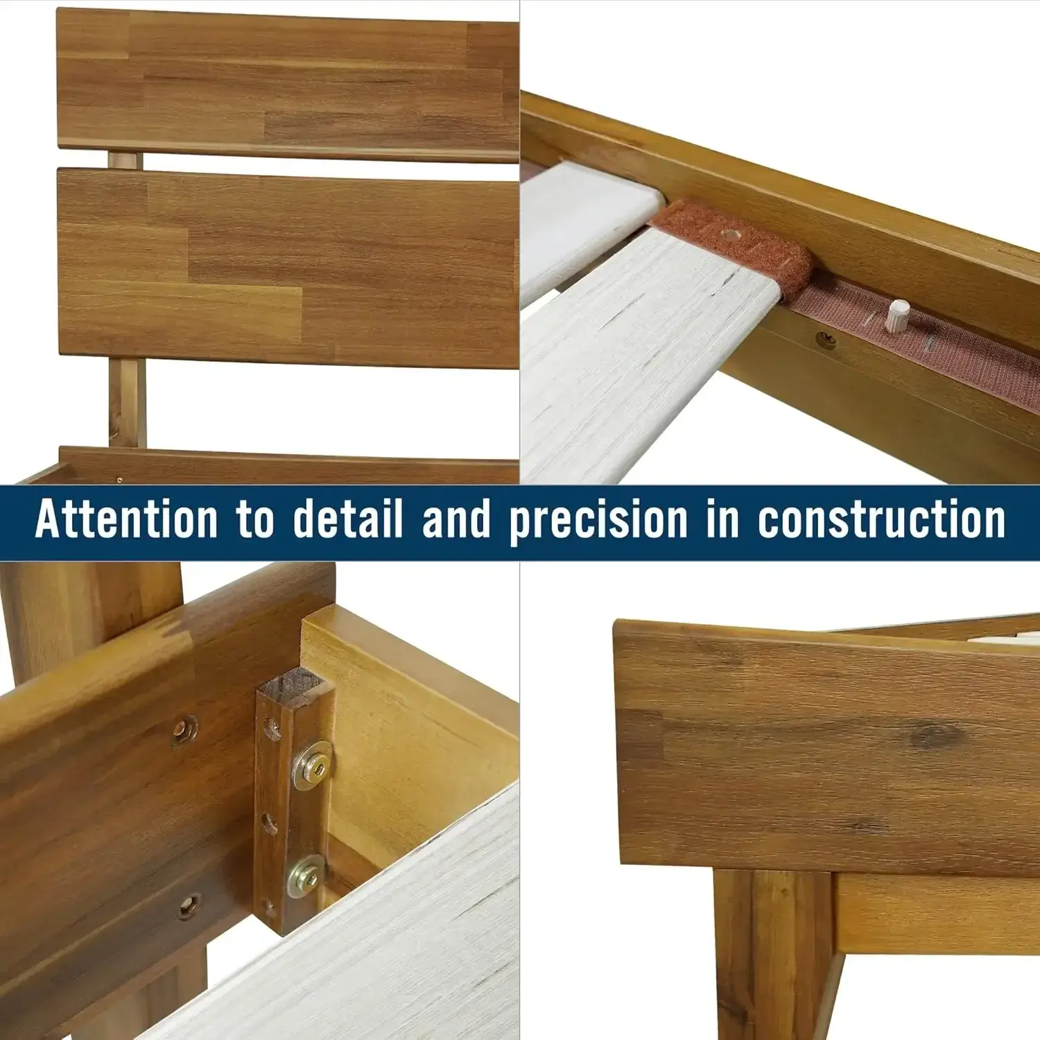 Aurora 800 lbs Capacity Queen Bed Frame and Headboard Solid Wood Platform Bed, Contemporary Signature Wood Bed Frame
