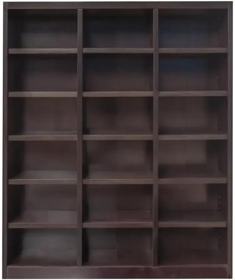 84" Tall 18-Shelf Triple Wide Wood Bookcase in Chocolate Espresso