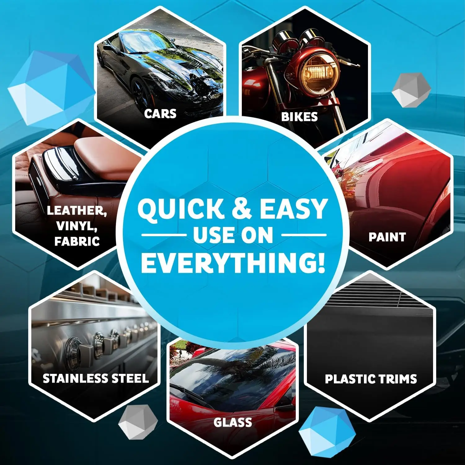Car Spray with Triphene® Technology, Quick Spray & Wipe All Purpose Waterless Detailer Clean (3, 20oz w 6 Micro Fiber Cloth)