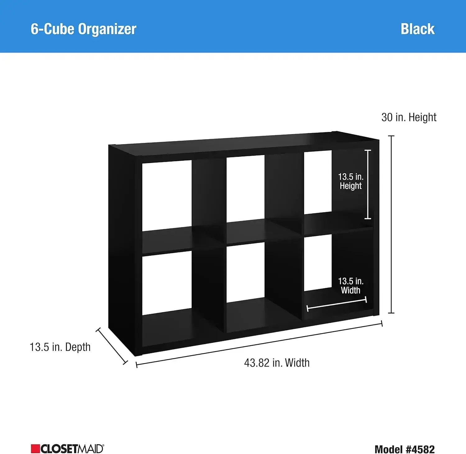 6 Cube Storage Shelf Organizer Bookshelf with Open Back, Vertical or Horizontal, Easy Assembly, Wood, Black Finish