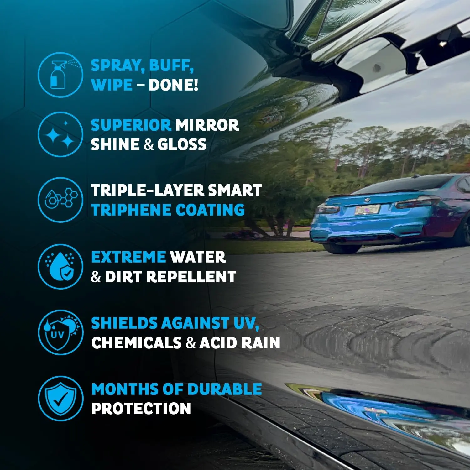 Car Spray with Triphene® Technology, Quick Spray & Wipe All Purpose Waterless Detailer Clean (3, 20oz w 6 Micro Fiber Cloth)