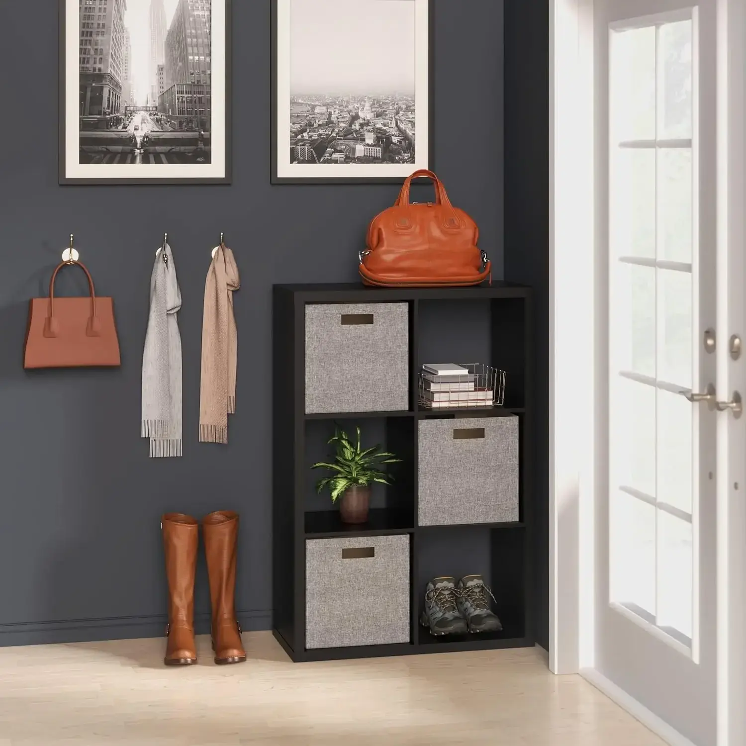 6 Cube Storage Shelf Organizer Bookshelf with Open Back, Vertical or Horizontal, Easy Assembly, Wood, Black Finish