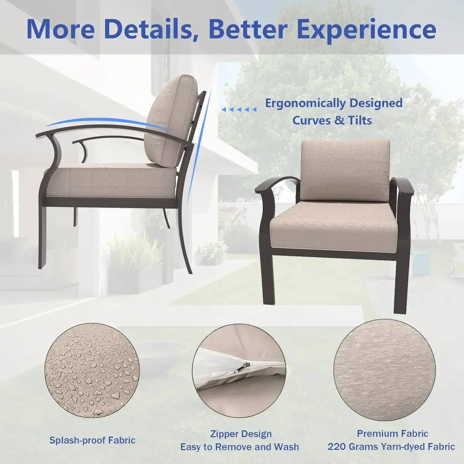 Aluminum Patio Furniture Set  Outdoor Furniture Patio Sectional Sofas Patio Conversation Set , Backyard, Poolside-Sand