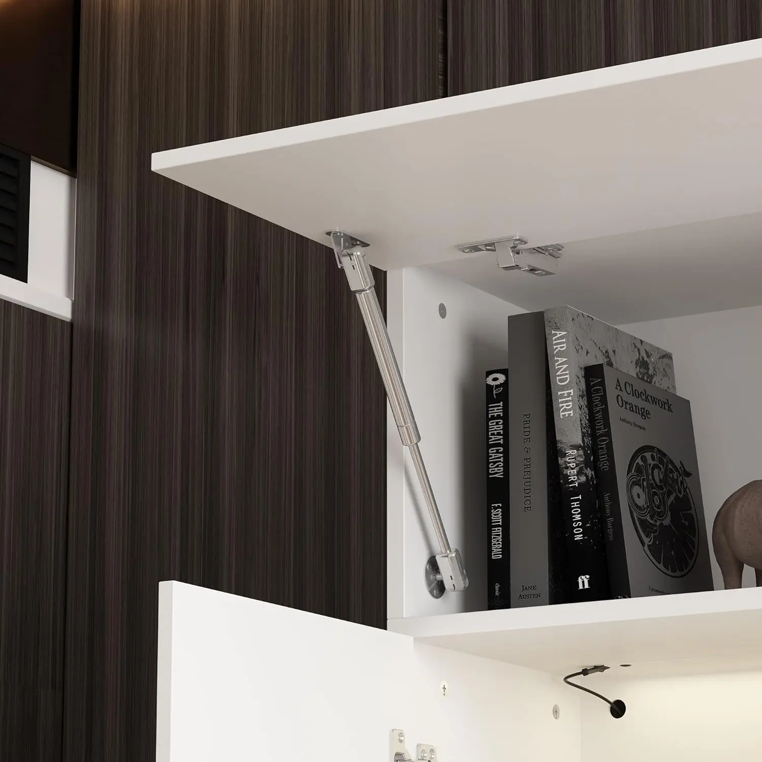 114.2" L Minimalism Wall Unit TV Stand with Bookshelves, Entertainment Center Media Console Table with LED Lights, White