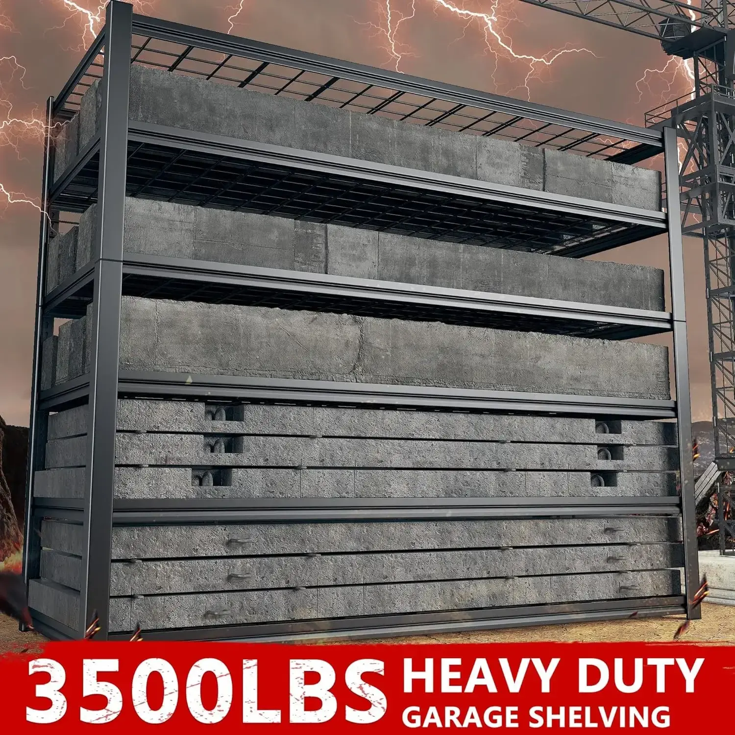 6-Tier 3500LBS Garage Storage Shelves Heavy Duty Shelving Loads, 48" W 84" H Garage Shelving