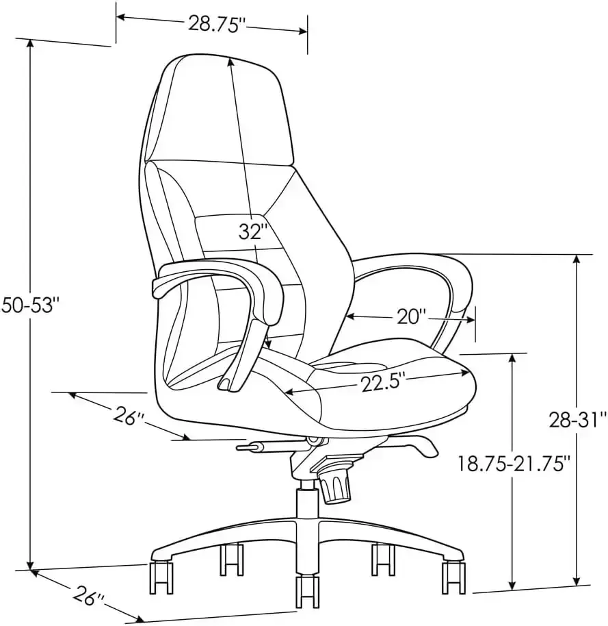 Furniture Gates Genuine Leather Aluminum Base High Back Executive Chair - White