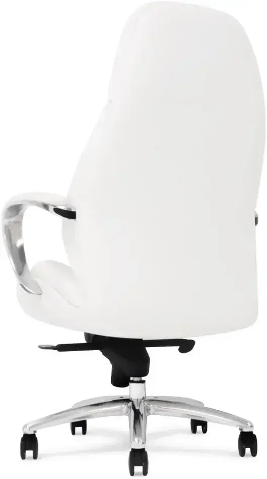 Furniture Gates Genuine Leather Aluminum Base High Back Executive Chair - White