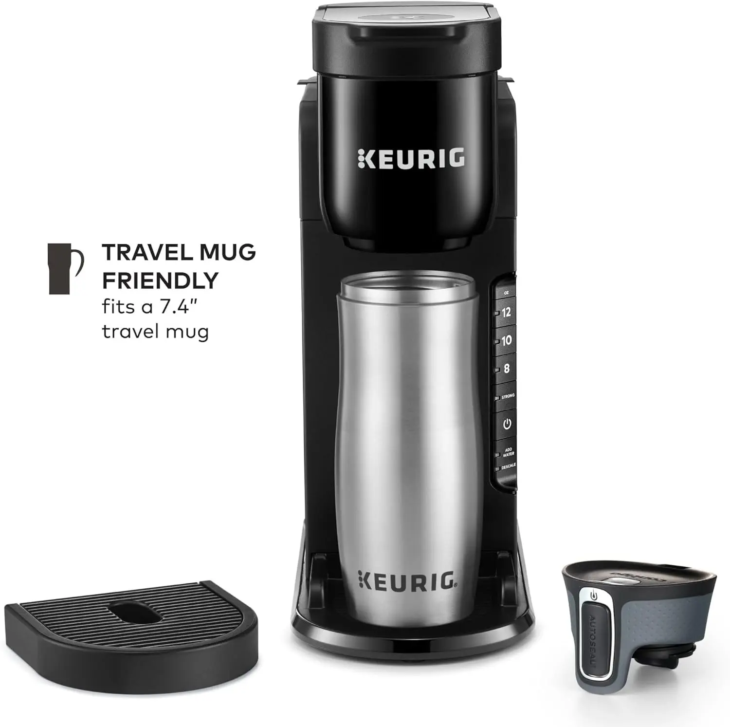 K-Express Single Serve K-Cup Pod Coffee Maker, 3 Brew Sizes, Strong Button Feature, 42oz Removable Reservoir, Black