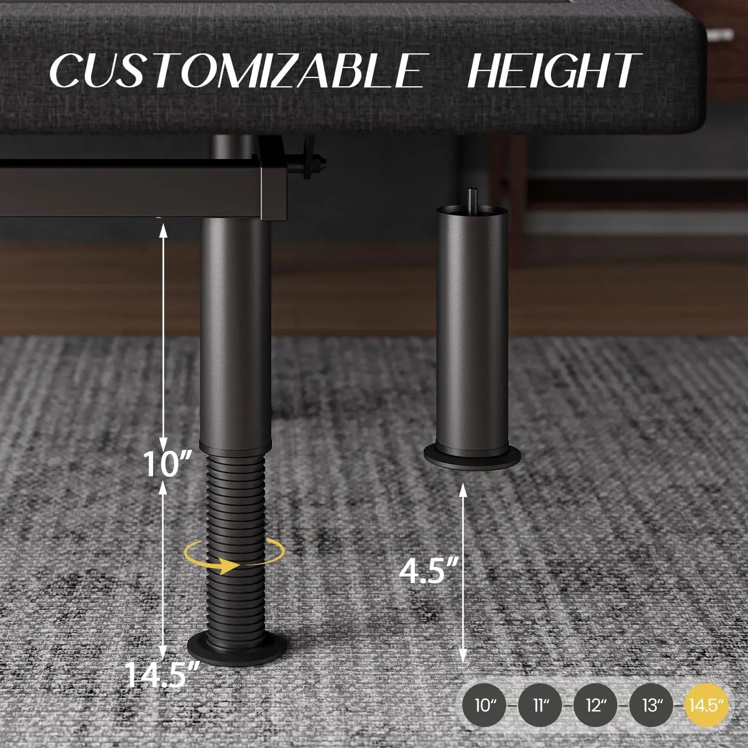Adjustable Bed Frame Queen with Massage Adjustable Bed Base with Wireless Remote Electric Power Bed Foundation Under-Bed Lightin