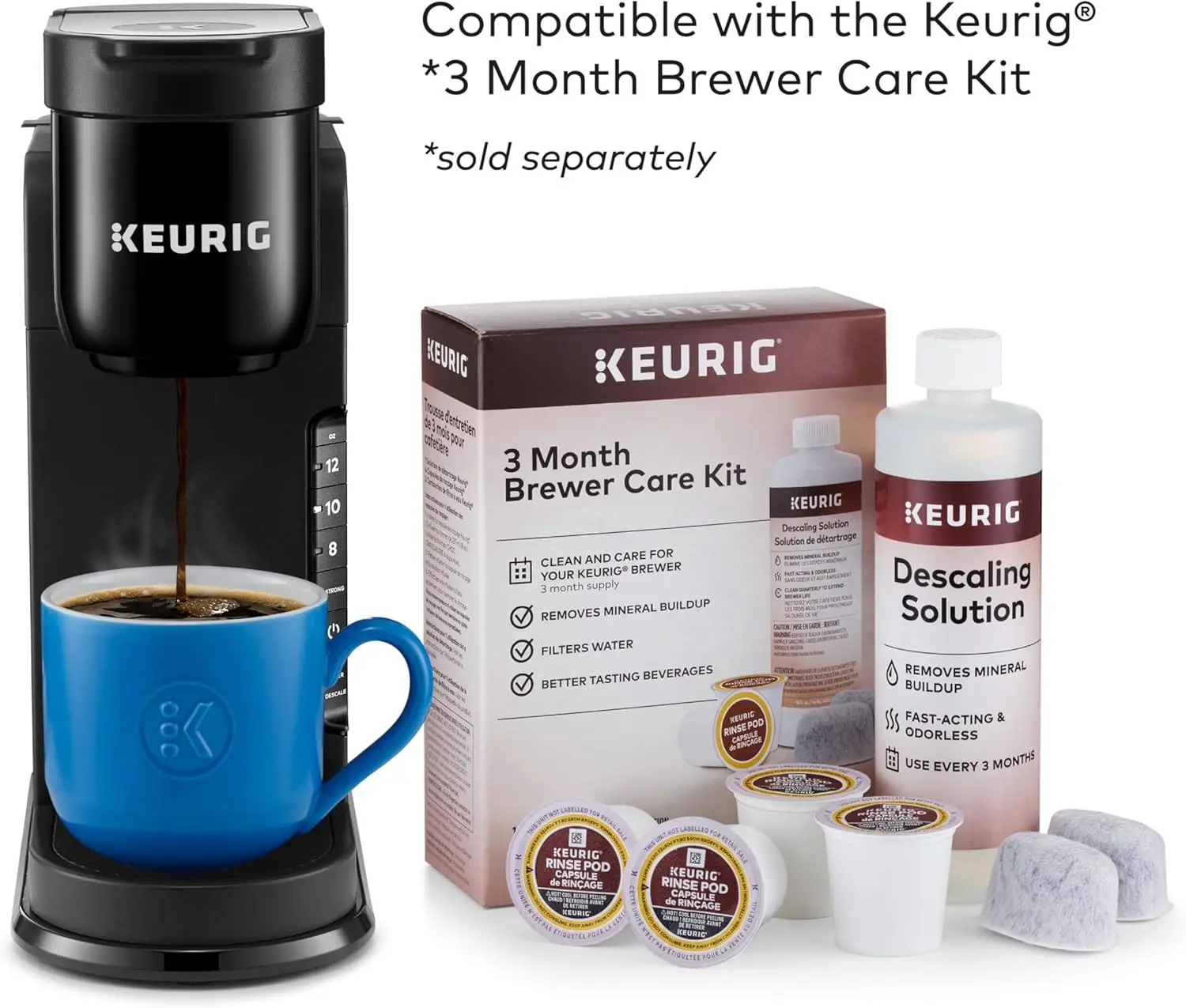 K-Express Single Serve K-Cup Pod Coffee Maker, 3 Brew Sizes, Strong Button Feature, 42oz Removable Reservoir, Black