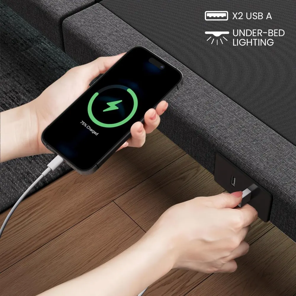 Adjustable Bed Frame Queen with Massage Adjustable Bed Base with Wireless Remote Electric Power Bed Foundation Under-Bed Lightin