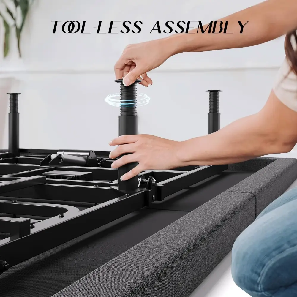 Adjustable Bed Frame Queen with Massage Adjustable Bed Base with Wireless Remote Electric Power Bed Foundation Under-Bed Lightin