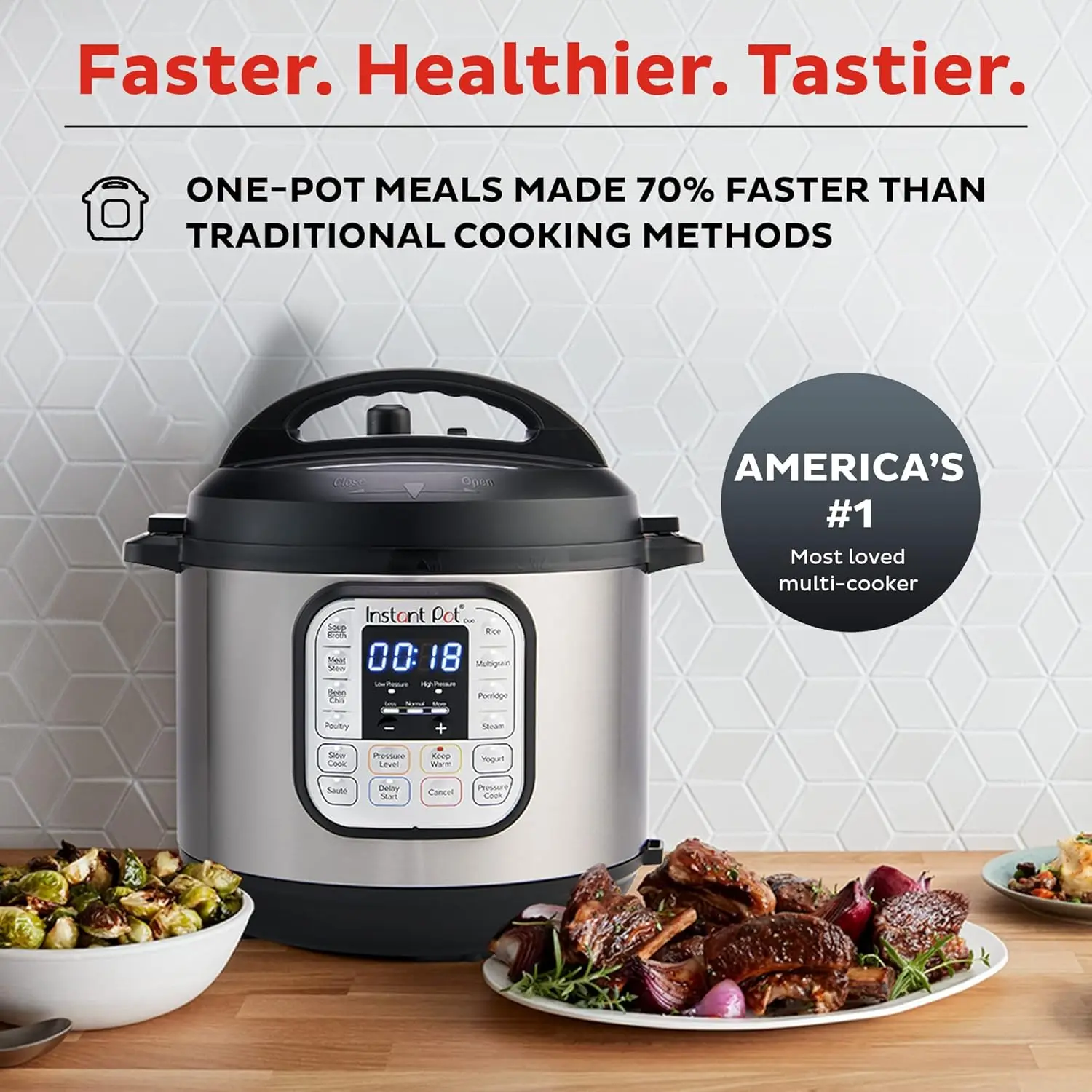 Duo 7-in-1 Electric Pressure Cooker, Slow Cooker, Rice Cooker, Steamer, Sauté, Yogurt Maker, Warmer & Sterilizer,