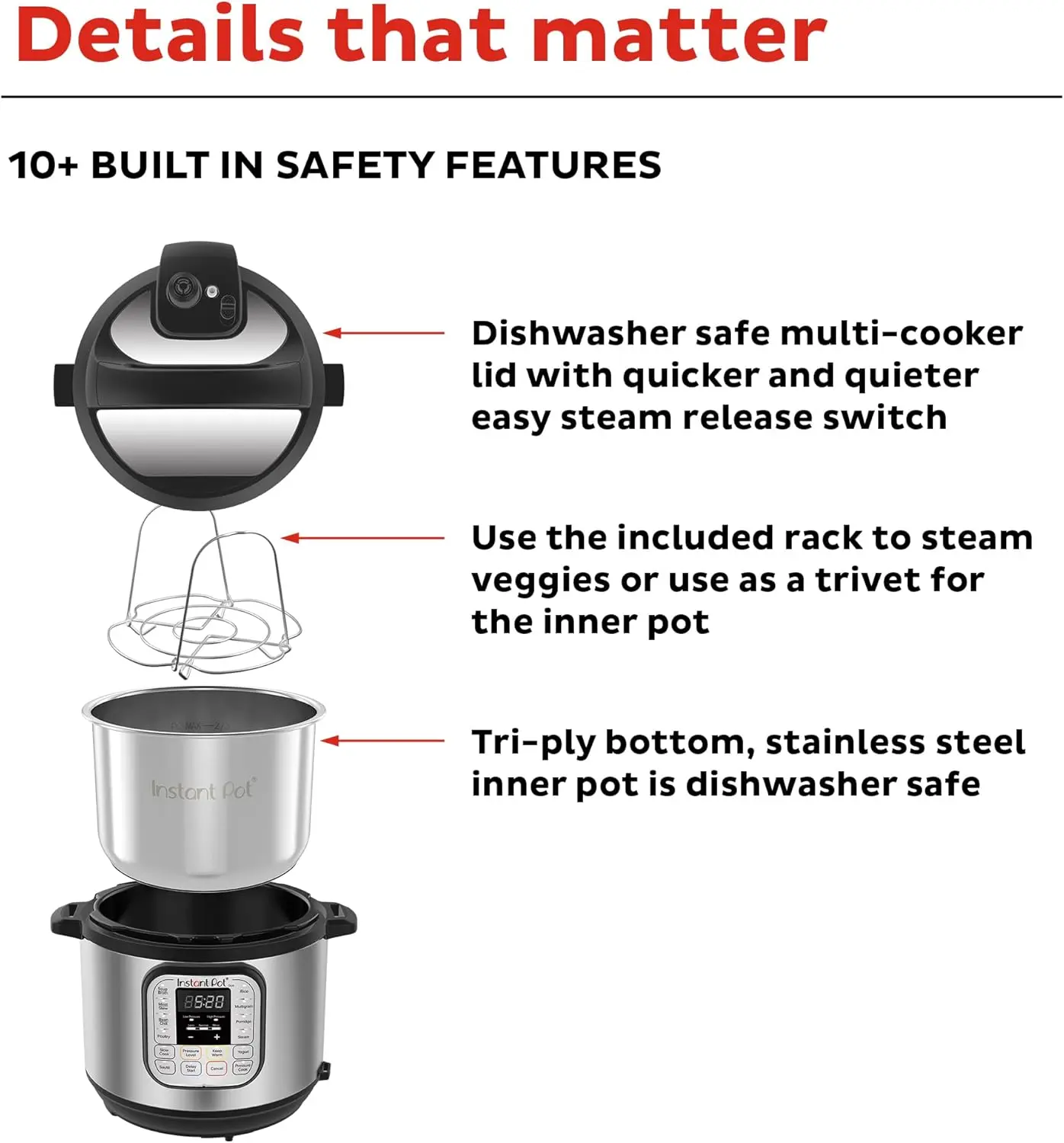 Duo 7-in-1 Electric Pressure Cooker, Slow Cooker, Rice Cooker, Steamer, Sauté, Yogurt Maker, Warmer & Sterilizer,