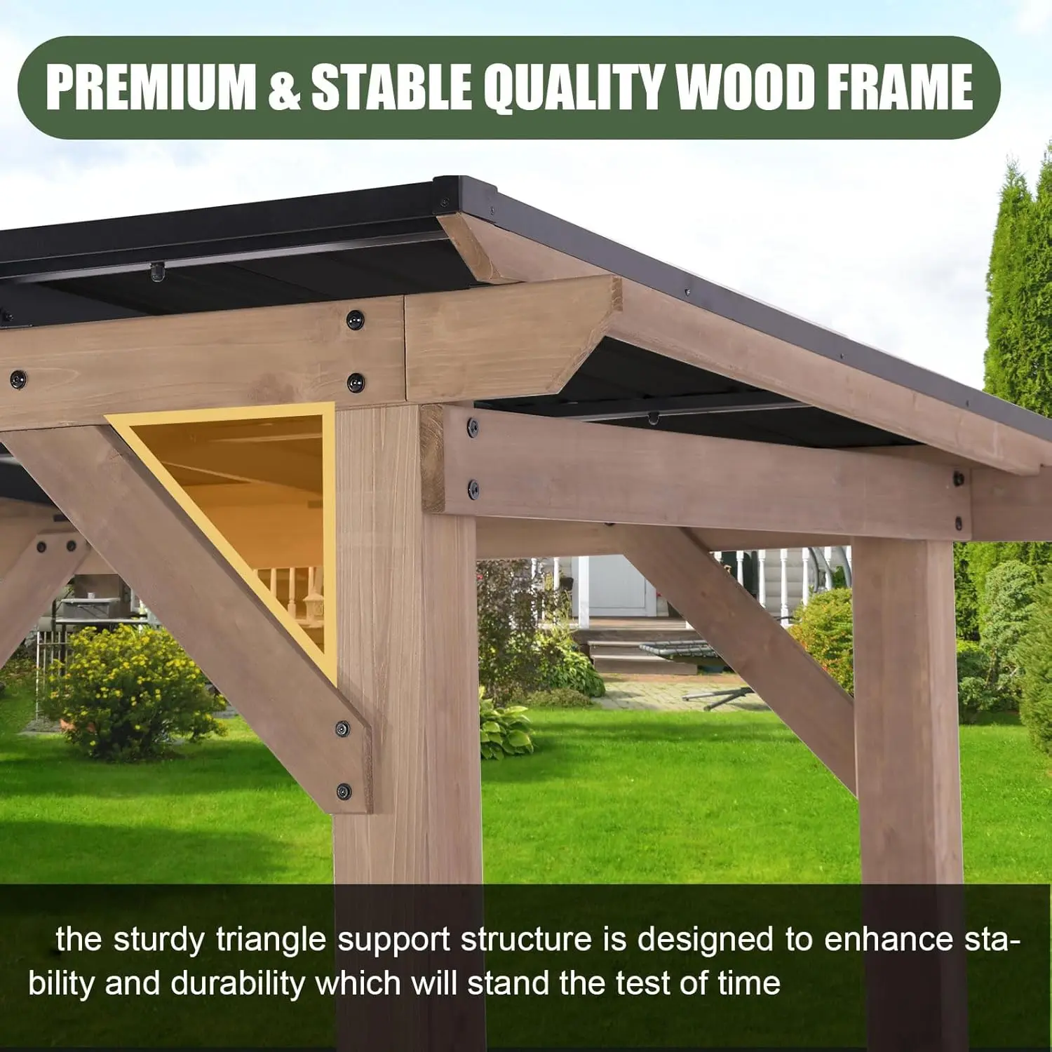 10x12 Wood Gazebo,Patio Cedar Gazebo for Outdoor,Permanent Hardtop Gazebos Pavilion with Sloped Roof for Backyard,Outdoor,Deck