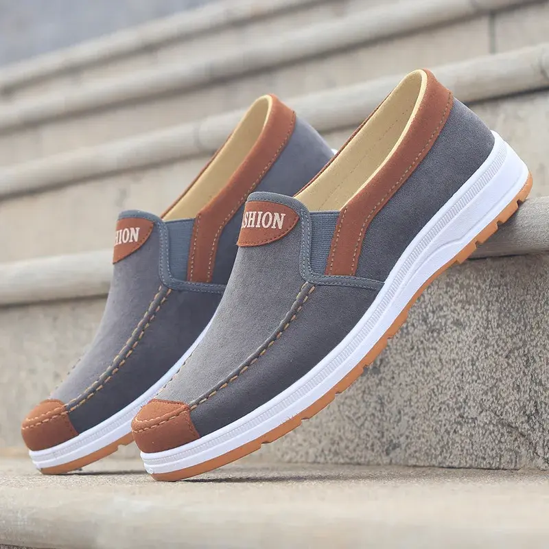 XIHAHA Men Casual Canvas Shoes Soft Slip on Loafers Old Beijing Breathable Flats Moccasin Lightweight Cloth Shoes Man Sneakers