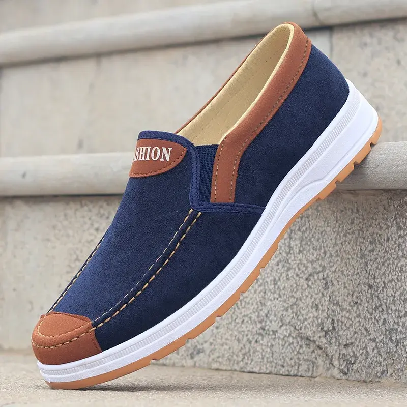 XIHAHA Men Casual Canvas Shoes Soft Slip on Loafers Old Beijing Breathable Flats Moccasin Lightweight Cloth Shoes Man Sneakers