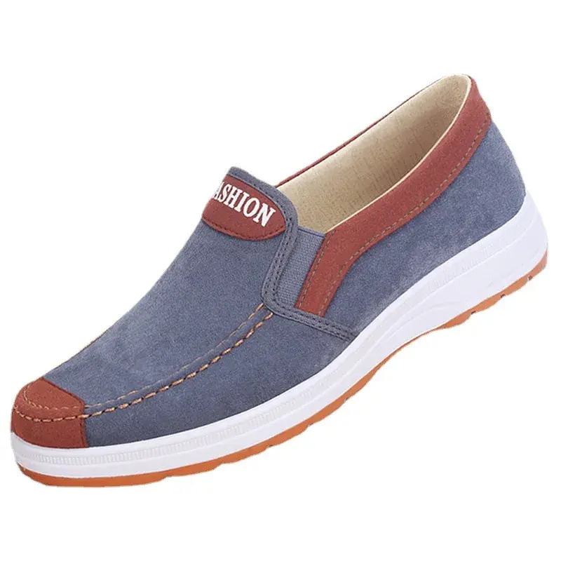 XIHAHA Men Casual Canvas Shoes Soft Slip on Loafers Old Beijing Breathable Flats Moccasin Lightweight Cloth Shoes Man Sneakers