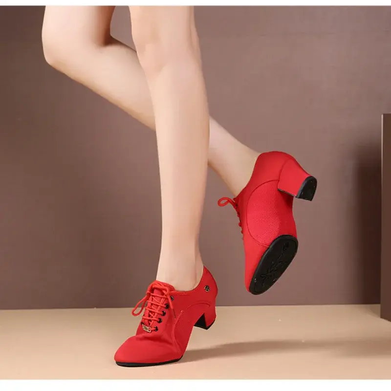 New Sneakers Women's Latin Dance Shoes Ballroom Soft Sole Cloth Women Tango Jazz Salsa Shoes Middle Heel Ladies Non-Slip Dance