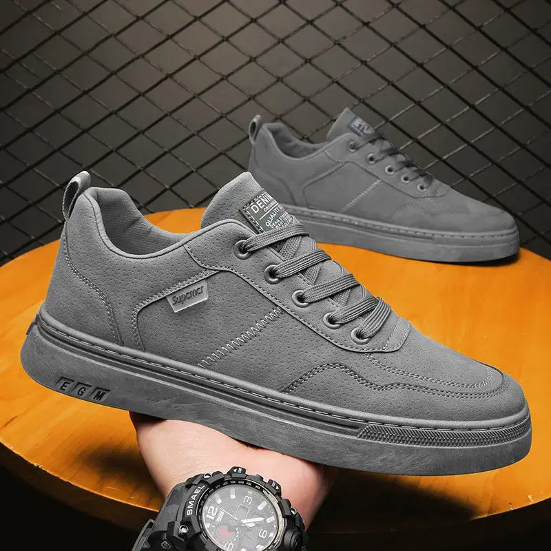 XIHAHA Fashion Men Vulcanize Shoes Luxury Low Top Autumn Leather Casual Shoes Korean Breathable Black Lace-up Sneaker Shoes