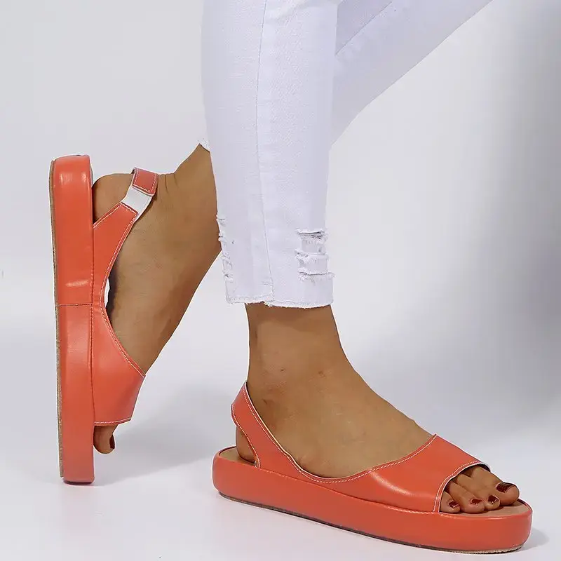 XIHAHA Summer Fashion Woman Sandals Comfortable Sandals Women Low Heel Retro Peep Toe Girls Shoe Dance Shoes Sandal Flat