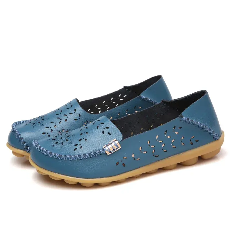 XIHAHA Breathable Women Flats Girl Genuine Leather Shoes Slip on Loafers Woman Soft Nurse Ballerina Shoe Sapato Feminino Sneaker