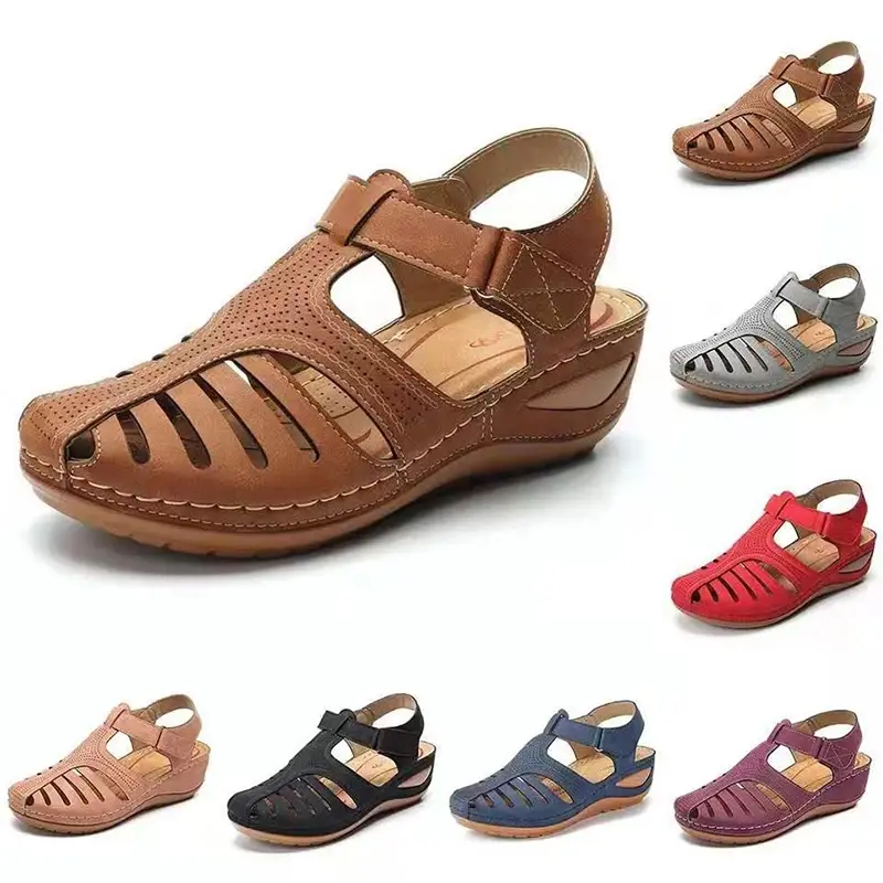 XIHAHA Woman Summer Wedge Sandals Buckle Casual Sewing Women's Shoes Female Ladies Platform Retro Sandalias Plus Size 35/43