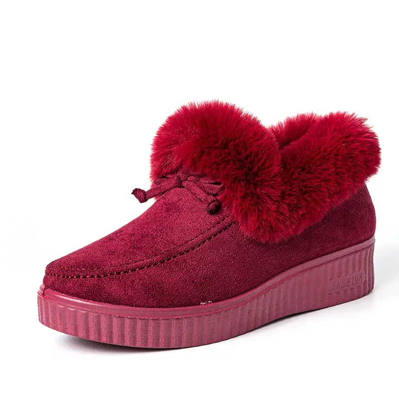 XIHAHA Fashion Women Winter Boots Snow Boots Woman Casual Ankle Warm Platform Cotton Dance Shoes Slip on Ladies Flat Short Boots