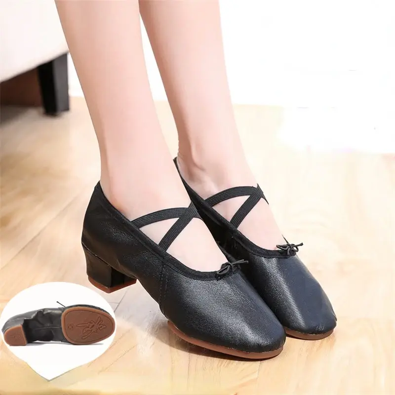 XIHAHA  Women Latin Dance Shoes Girls Ladies Samba Rumba Ballroom Modern Tango Dancing Performance Shoes 5CM Heels Square Shoe