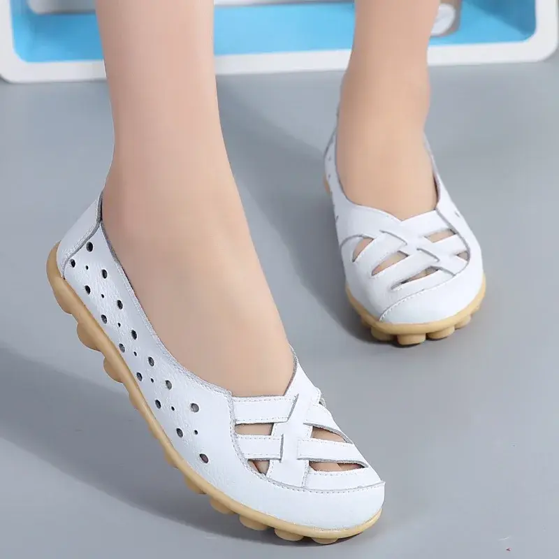 XIHAHA Women Summer Breathable Beef Tendon Bottom Non-slip Mother Dance Shoes Casual Girl Hole Slippers Large Size Woman Sandals