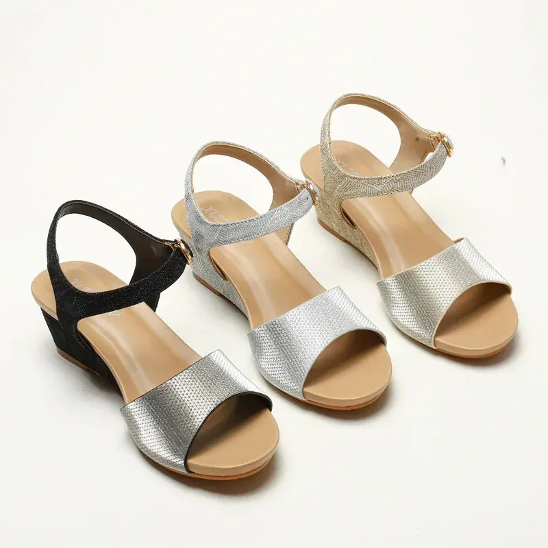 XIHAHA New Summer Woman Soft Leather Sandals Soft Bottom Increased Mother Shoe Fashion Outerwear Ladies Slippers Women's Shoes