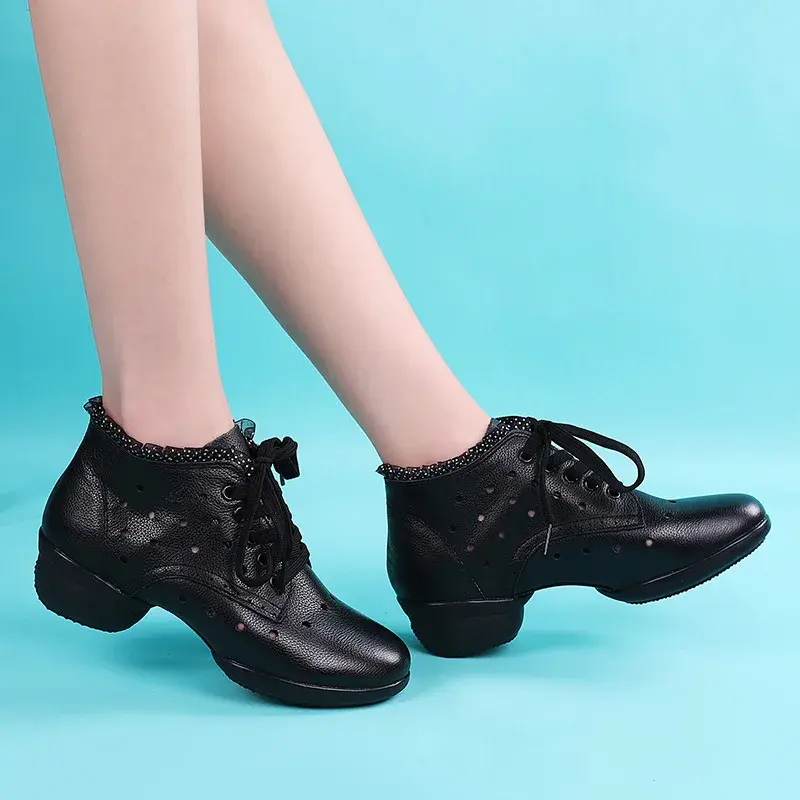 XIHAHA High Quality Women Leather Boots Woman Shoes Soft Women's Ballroom Modern Dancing Shoes Ladies Dance Boots Sneakers