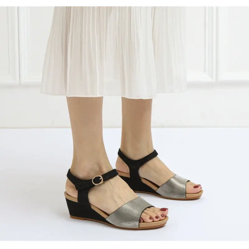 XIHAHA New Summer Woman Soft Leather Sandals Soft Bottom Increased Mother Shoe Fashion Outerwear Ladies Slippers Women's Shoes
