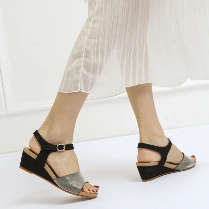 XIHAHA New Summer Woman Soft Leather Sandals Soft Bottom Increased Mother Shoe Fashion Outerwear Ladies Slippers Women's Shoes