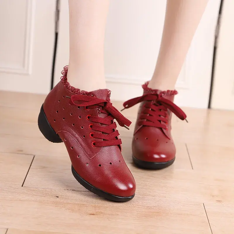 XIHAHA High Quality Women Leather Boots Woman Shoes Soft Women's Ballroom Modern Dancing Shoes Ladies Dance Boots Sneakers