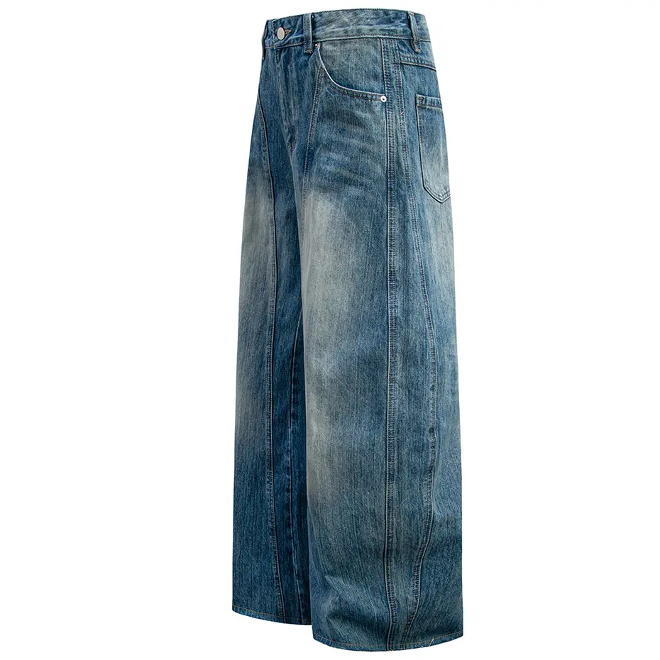 Streetwear Hip Hop Baggy Jeans Blue Loose Wide Leg Denim Pants Harajuku Oversized Y2K Jeans Trousers Unisex