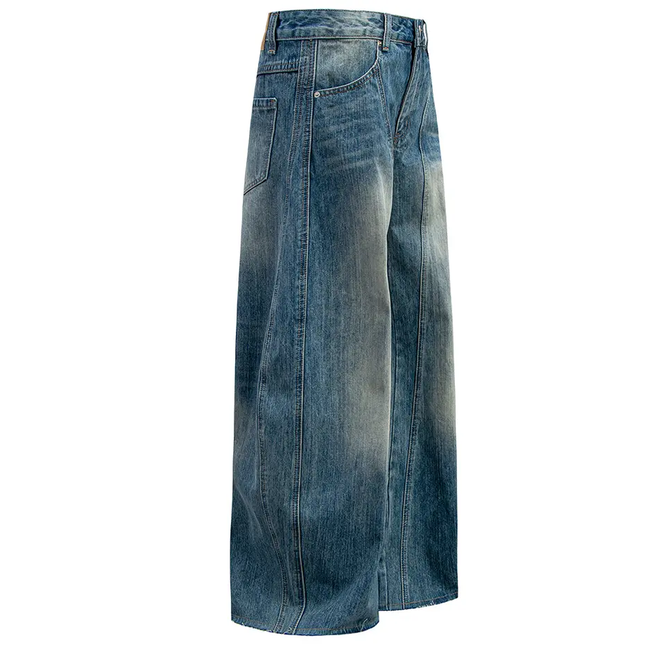 Streetwear Hip Hop Baggy Jeans Blue Loose Wide Leg Denim Pants Harajuku Oversized Y2K Jeans Trousers Unisex