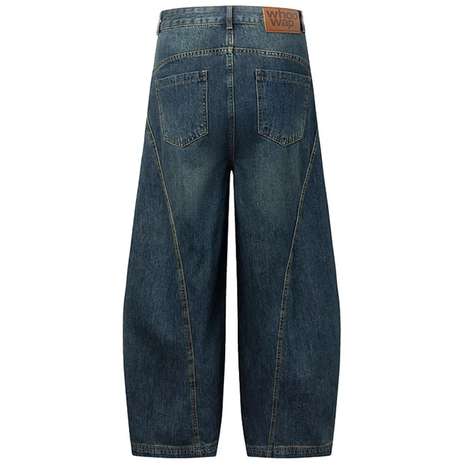 Men Vintage Wide Leg Baggy Jeans Blue Loose Casual Denim Pants Streetwear Harajuku Hip Hop Jeans Trousers for Male