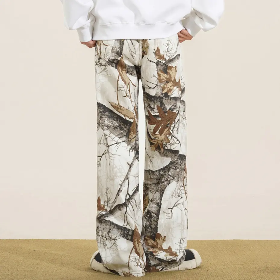 Twigs Graphic Jeans Men Streetwear Hip Hop Harajuku Baggy Jeans Loose Straight Denim Pants