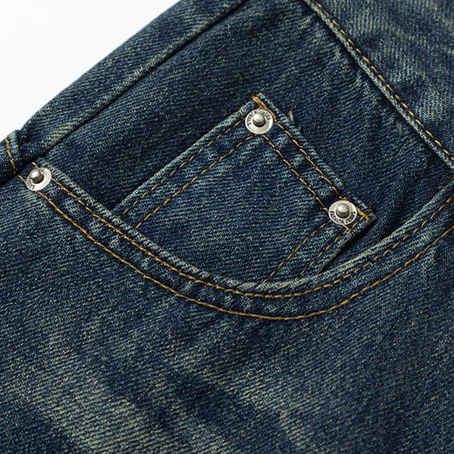 Men Vintage Wide Leg Baggy Jeans Blue Loose Casual Denim Pants Streetwear Harajuku Hip Hop Jeans Trousers for Male