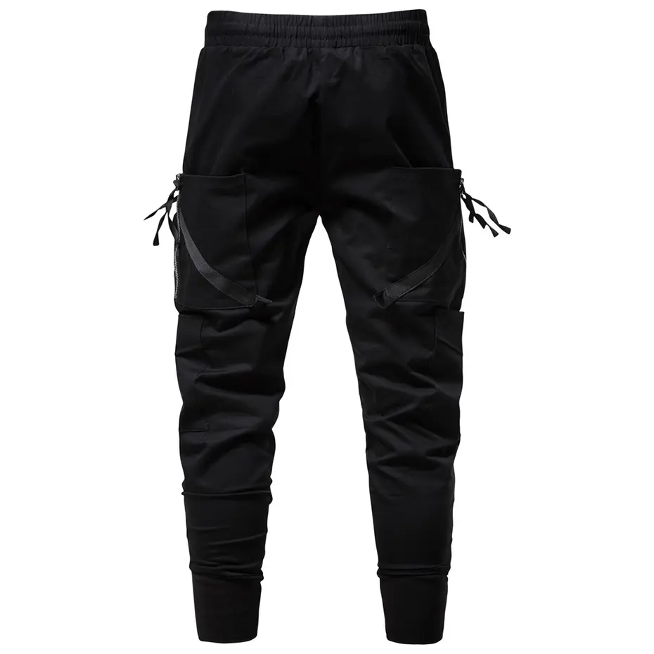 Men Y2K Cargo Pants Zipper Pocket Tactical Techwear Ninja Jogger Pants Black Fashion Streetwear Pants Punk Sweatpants Trousers