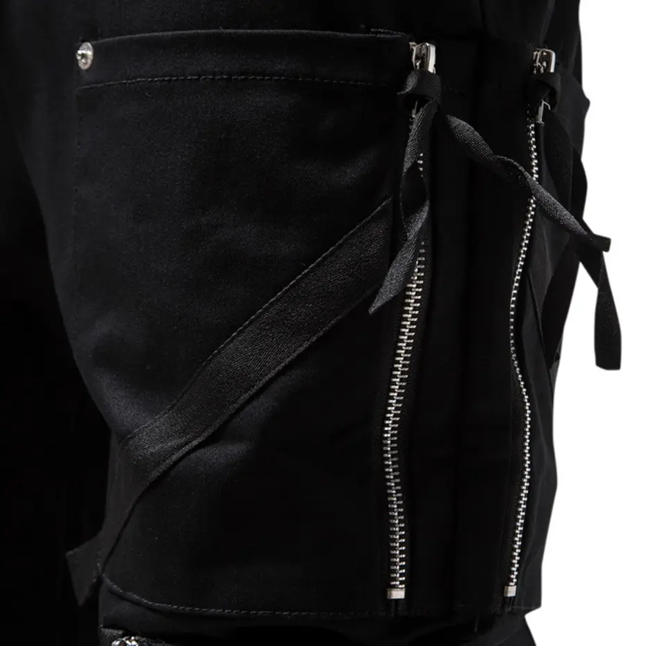 Men Y2K Cargo Pants Zipper Pocket Tactical Techwear Ninja Jogger Pants Black Fashion Streetwear Pants Punk Sweatpants Trousers