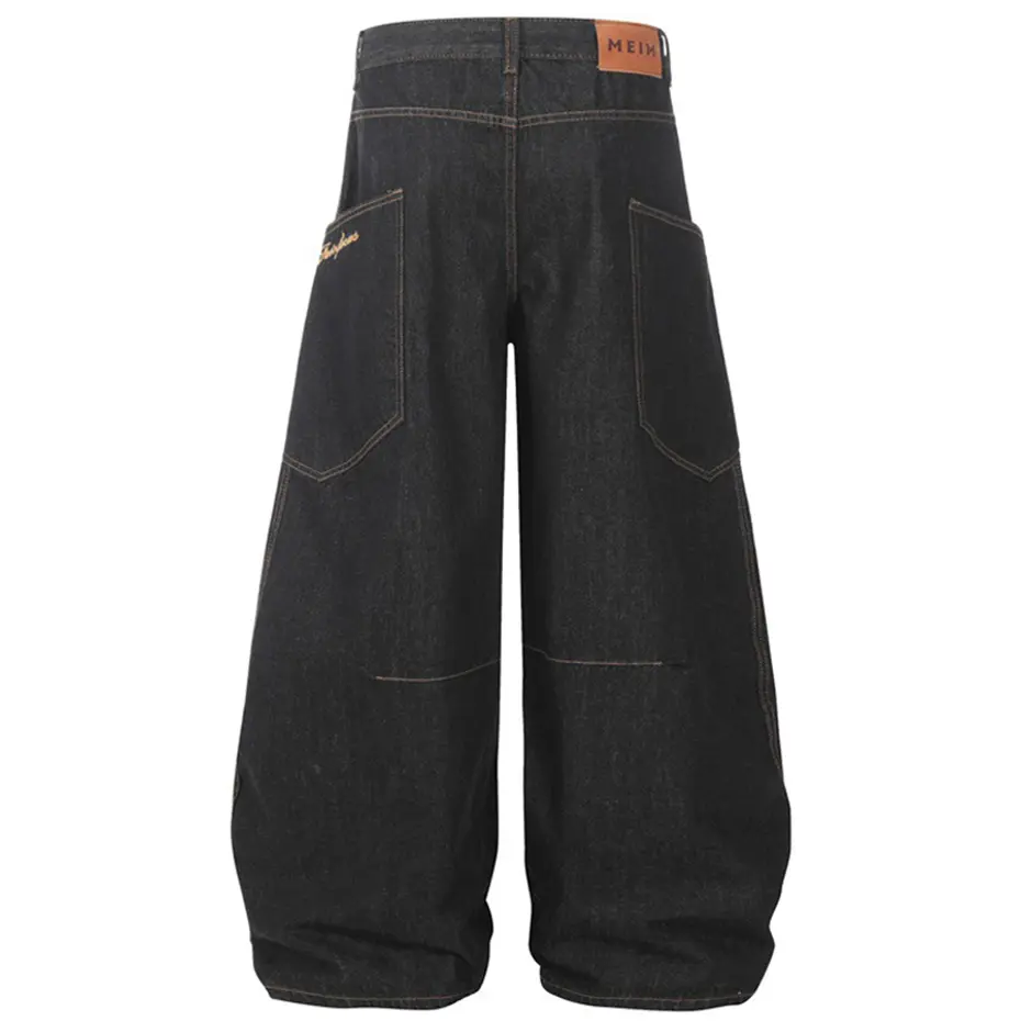 Wide Leg Baggy Jeans Side Pocket Loose Denim Pants Men Streetwear Harajuku Hip Hop Jeans