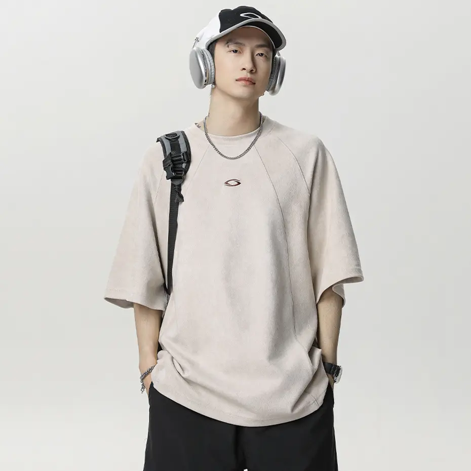 Vintage Suede T-shirts Men Streetwear Harajuku Hip Hop Oversized T Shirts Summer Casual Loose Tee Tops Tshirts