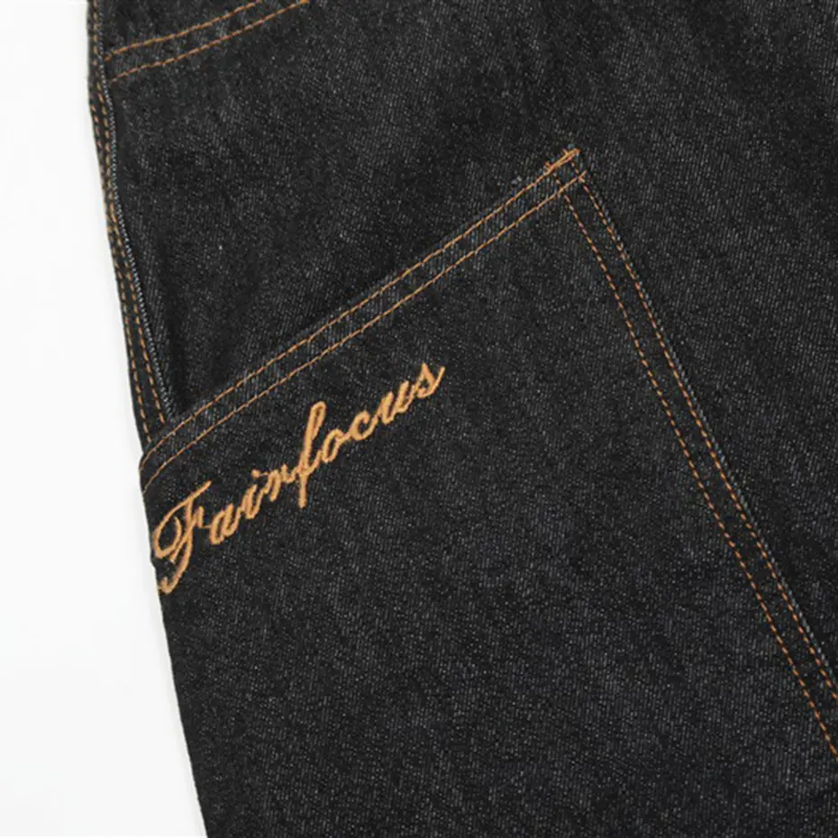 Wide Leg Baggy Jeans Side Pocket Loose Denim Pants Men Streetwear Harajuku Hip Hop Jeans