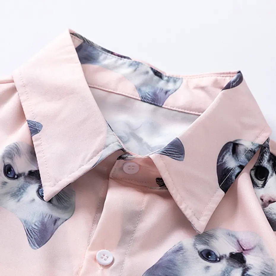 Summer Cat Graphic Printed Shirts Men Streetwear Oversized Hip Hop Harajuku Shirts Button Up Blouse Loose Short Sleeve Shirts