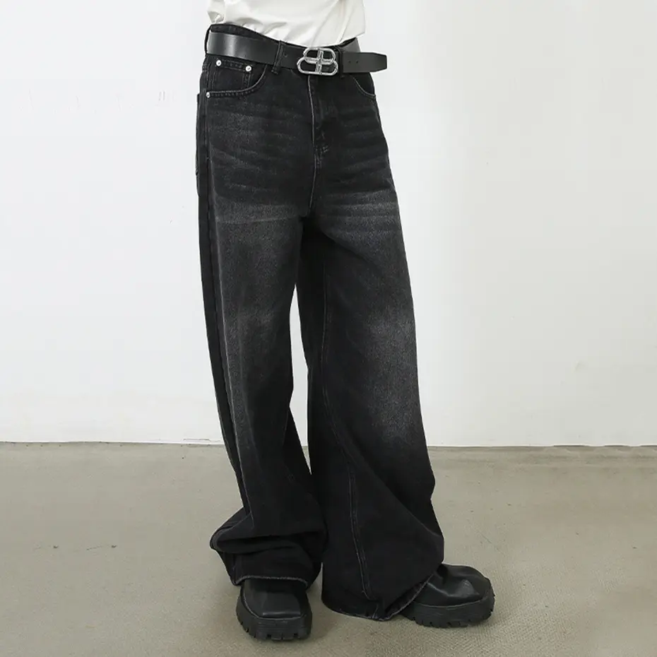 Vintage Baggy Jeans Men Black Blue Loose Straight Denim Pants Streetwear Retro Jeans Trousers Hip Hop Harajuku